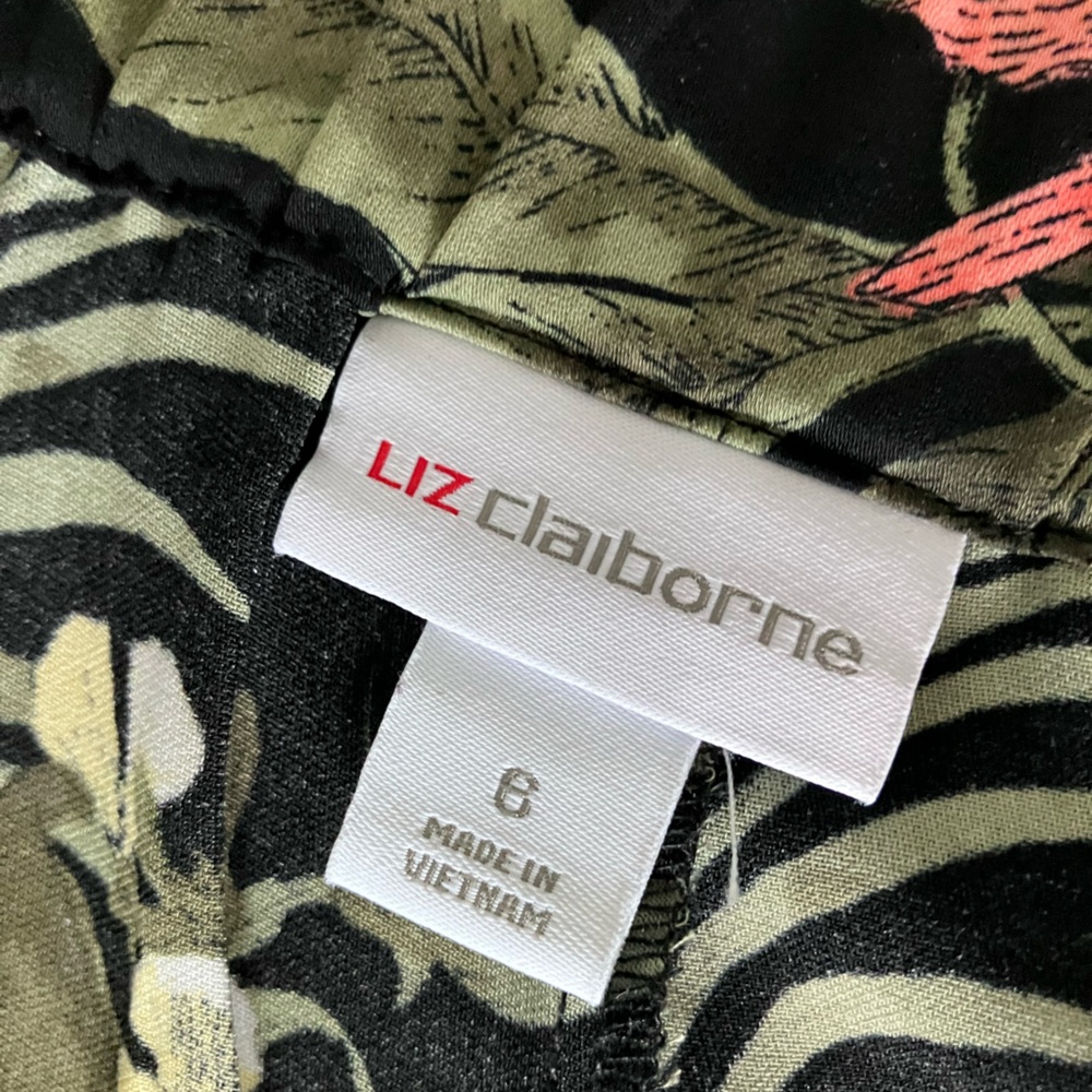 LIZ CLAIBORNE Wide Leg High Waisted Floral Cropped Pants Size 6  (like a 10-12) - Picture 11 of 12